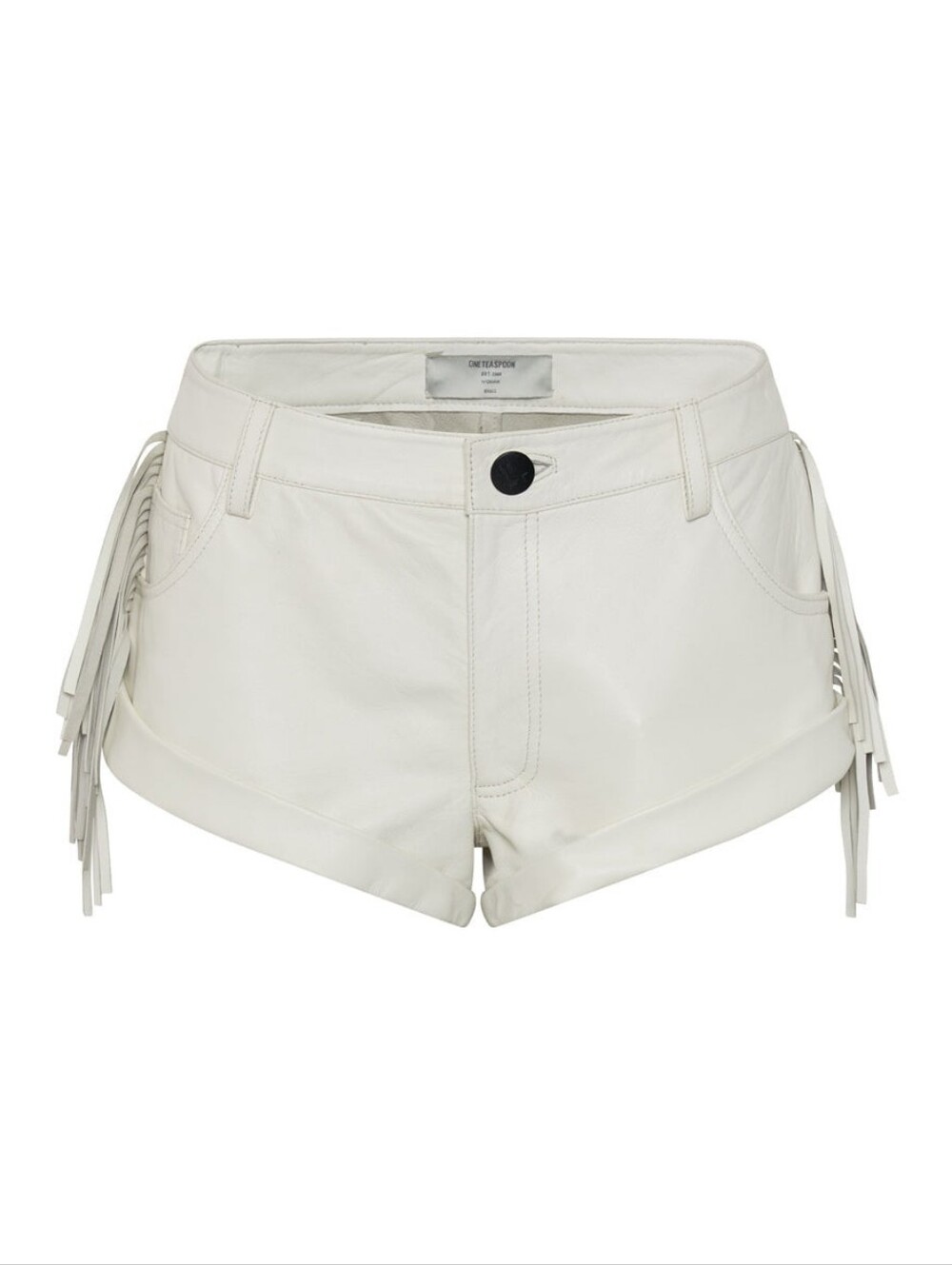 One Teaspoon Bandits Low Waist Chaos Walking Leather Shorts - White/BEIGE 34